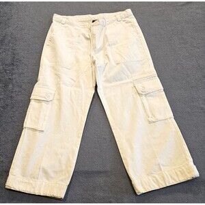 GAP Cargo Pants Womens Size 8 Cream Cropped Utility Pockets Mid Rise